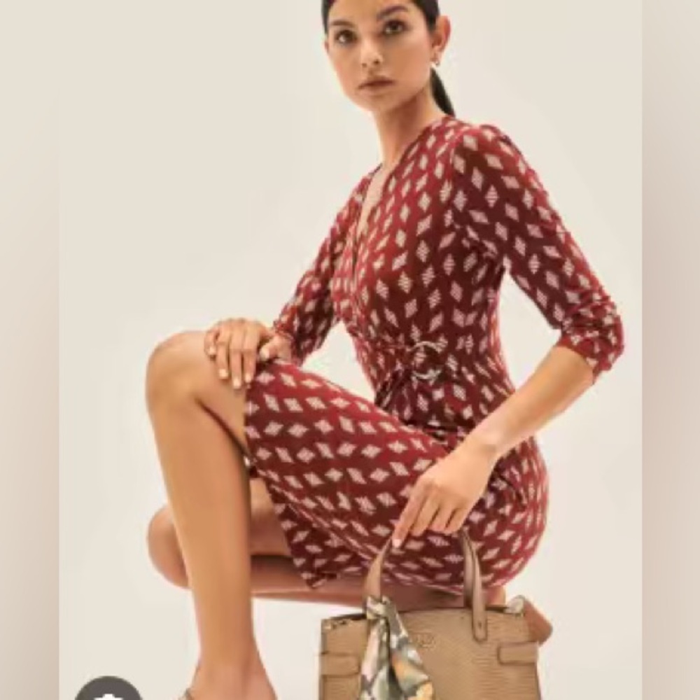 NWT Anne Klein printed midi Wrap Dress-S
